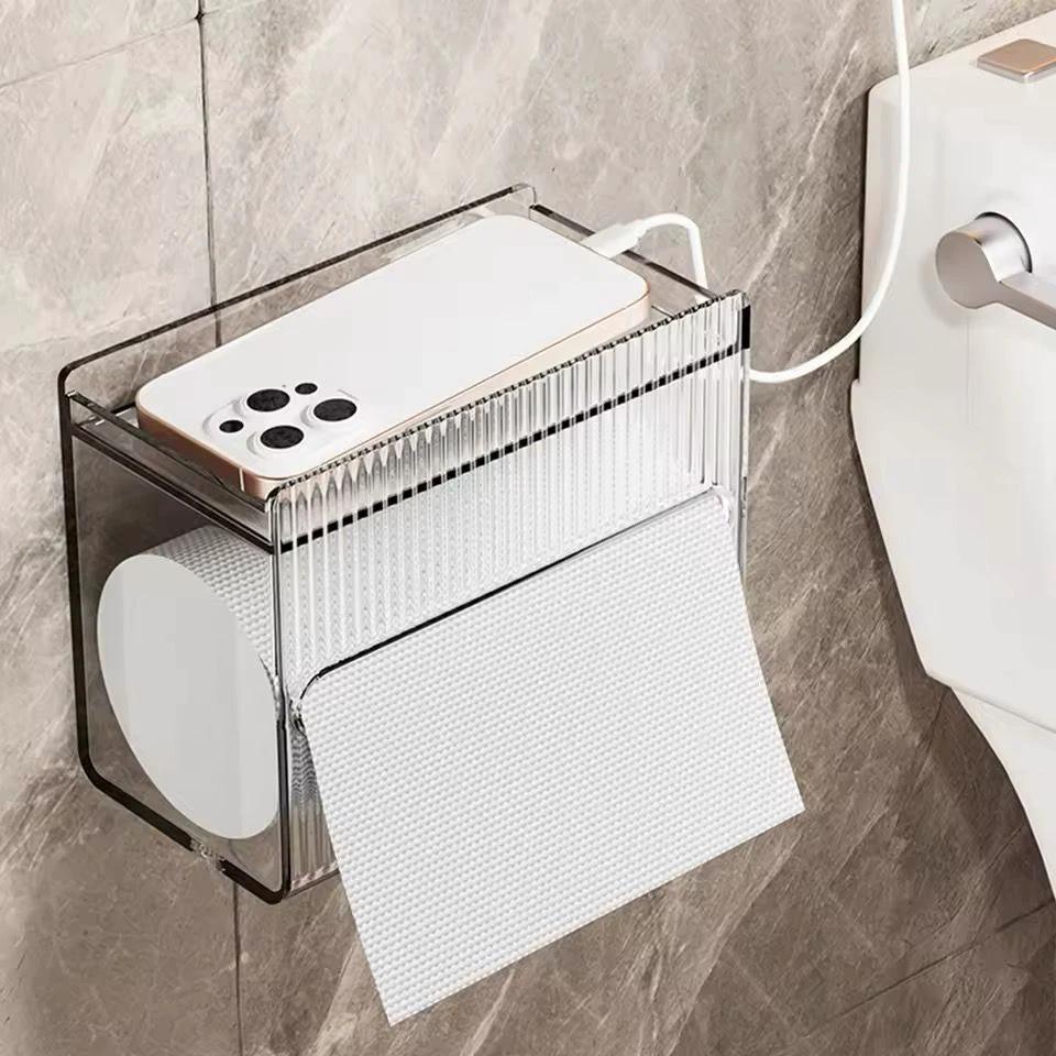 Acrylic Wall Mounted Tissue Box | Bathroom Toilet Paper Storage | Napkin Paper Dispenser | Punch-Free Installation Bathroom Accessories Toilet Paper Holders