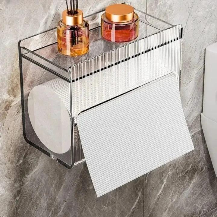 Acrylic Wall Mounted Tissue Box | Bathroom Toilet Paper Storage | Napkin Paper Dispenser | Punch-Free Installation Bathroom Accessories Toilet Paper Holders