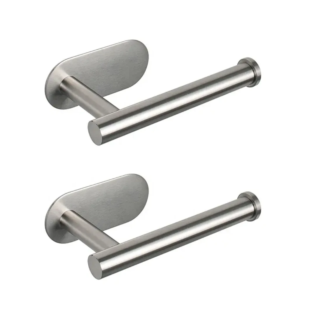Adhesive Toilet Roll Paper Holder No Drill Stainless Steel Wall Mount Dispenser.