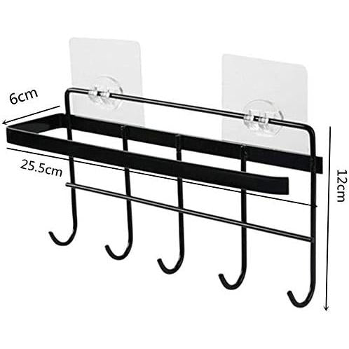 Adhesive Wall Mounted Tissue Holder – Black, No Drilling Organizer for Kitchen & Bathroom | Multifunction