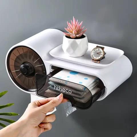 Adhesive Wall Mounted Toilet Paper Holder with Drawer Tissue Holder Toilet Paper Holders
