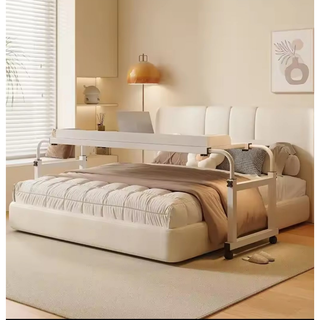 Adjustable Over Bed Laptop Desk Ergonomic Study Table with Wheels, Height & Length Adjustable (140–230cm)