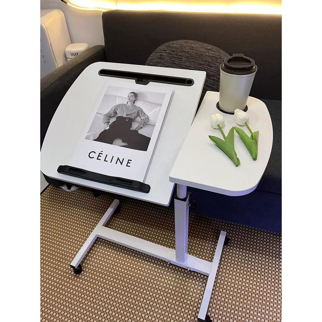 Adjustable Overbed Laptop Table with Wheels Rolling Multi-Purpose Bedside Desk