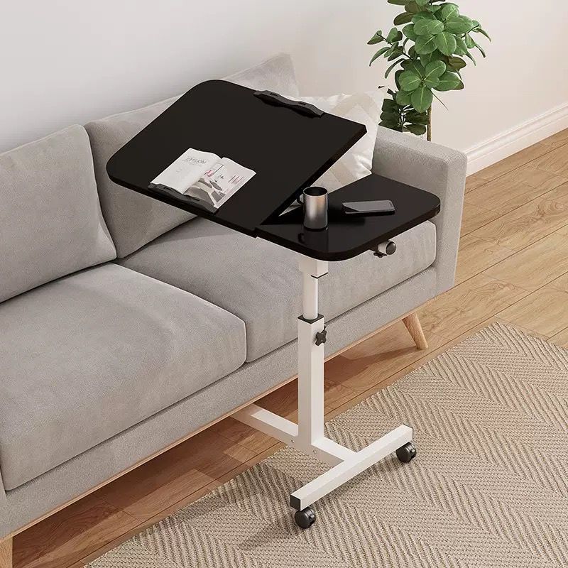 Adjustable Overbed Laptop Table with Wheels and Tilting Desktop