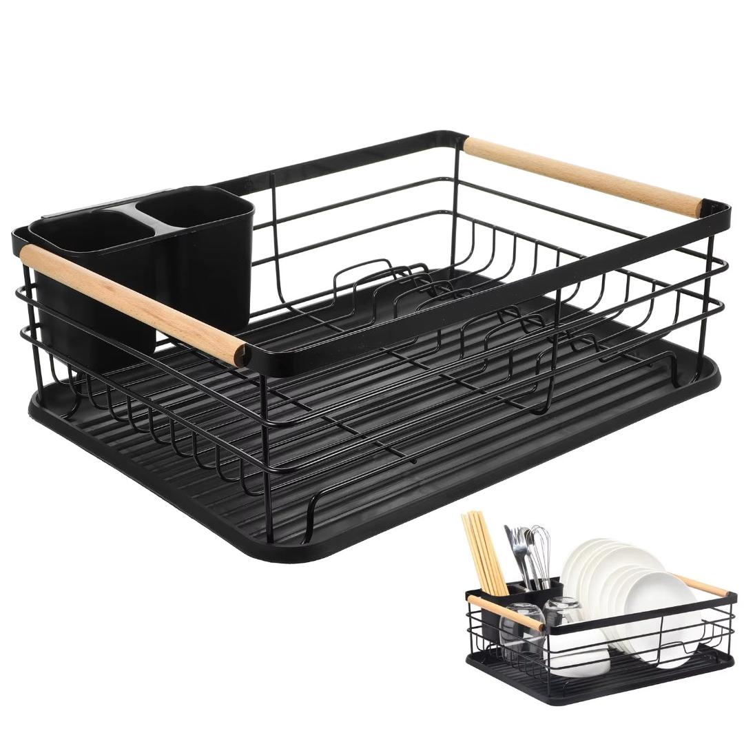 Advanced Black Dish Rack Organizer Space Saving Kitchen Storage Solution