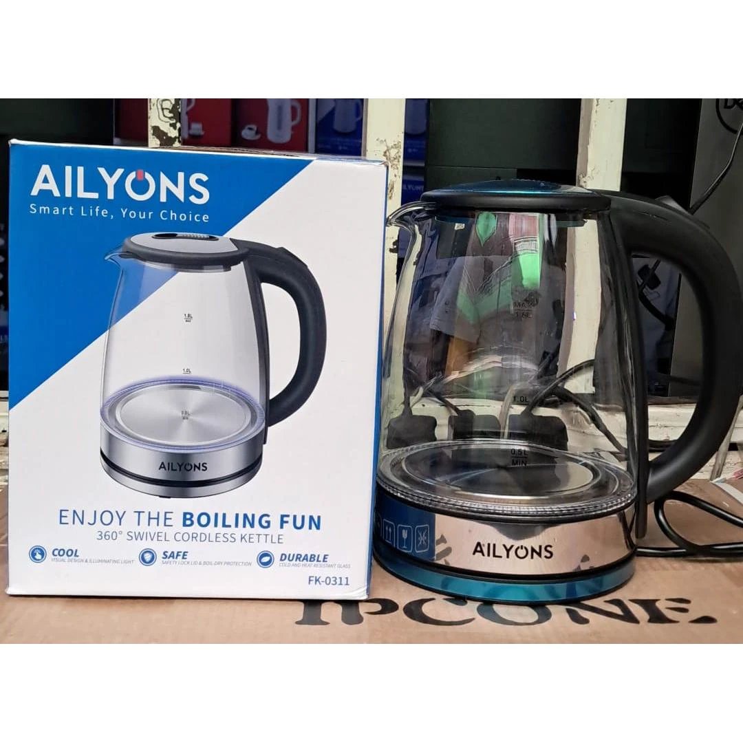 Ailyons High Quality Glass Kettle with Heat Resistant Design Electric Kettles Electric Kettles