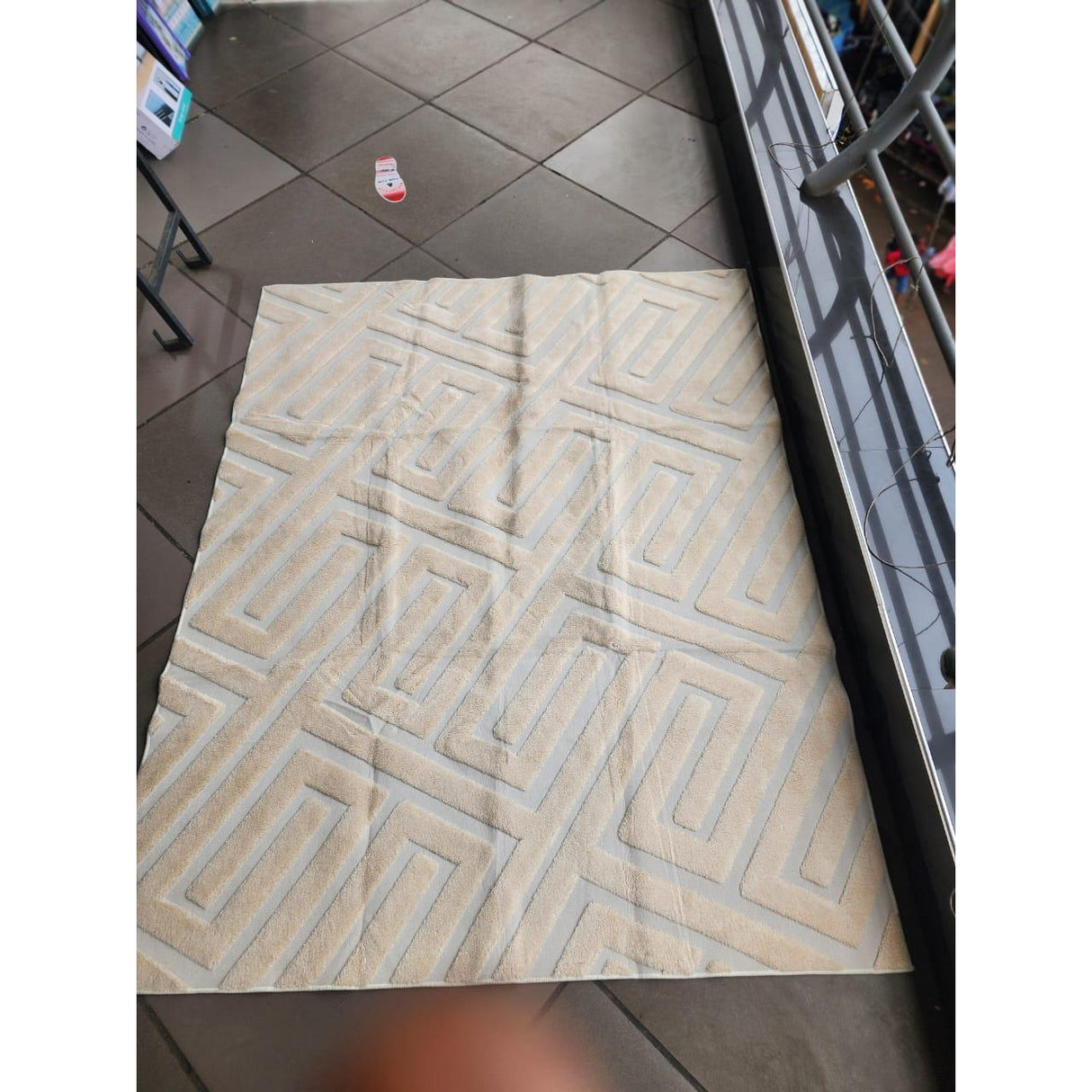 American Carpet in Cream, Beige, and Grey Modern Design