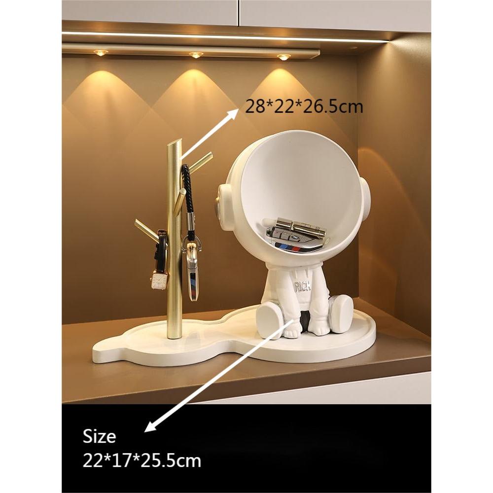 Astronaut Storage Decor – Modern Ceramic Bear & Stand Set (White or Grey)