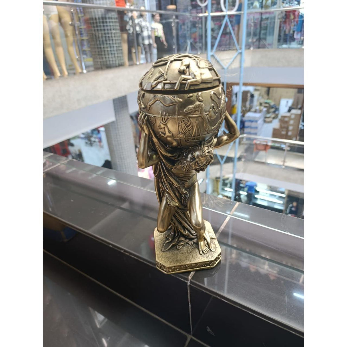 Atlas Mythology Resin Statue in Unique Pose for Home Decor and Collectible Display