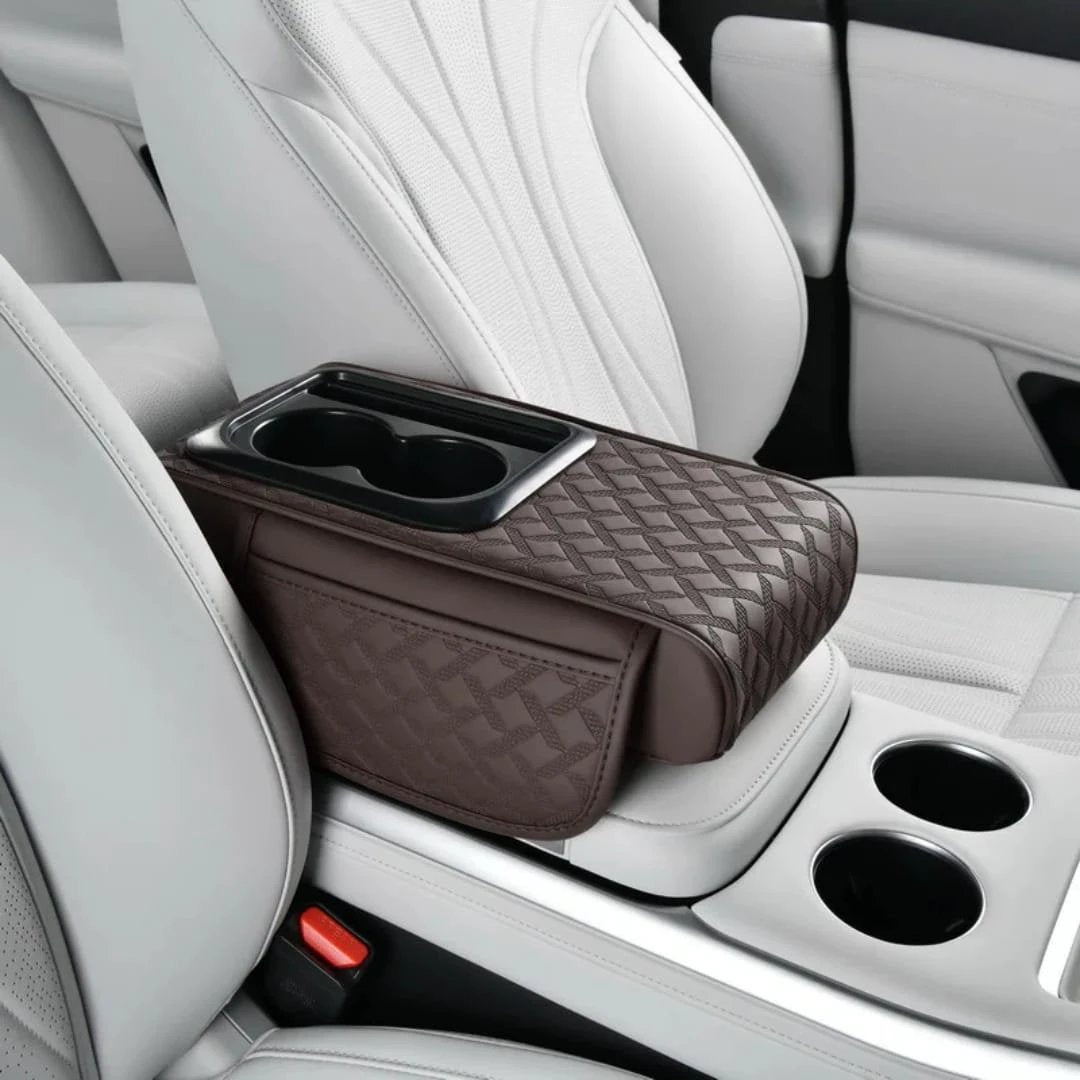 Auto Center Console Armrest Cushion with Cup and Phone Holder – 3 in 1 Multipurpose Design Car accessories Car Organizers