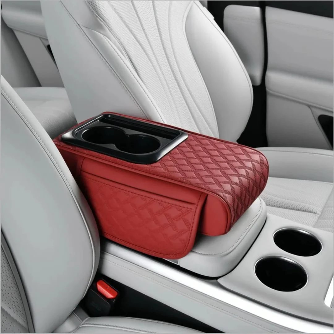 Auto Center Console Armrest Cushion with Cup and Phone Holder – 3 in 1 Multipurpose Design Car accessories Car Organizers