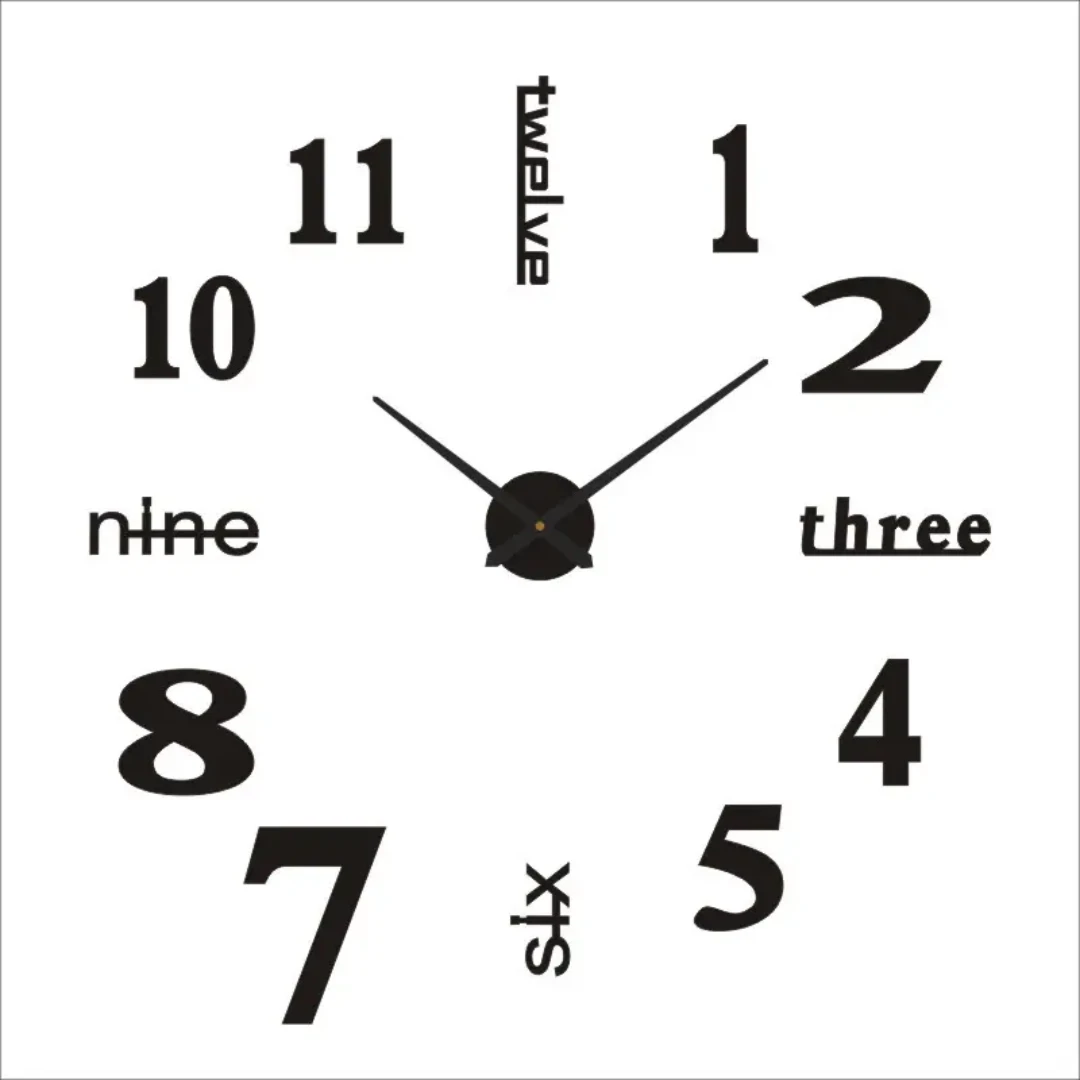 BIG Acrylic 3D Wall Clock 120x120cm DIY Numbers for Home Wall Decoration. Wall clock Wall Clocks