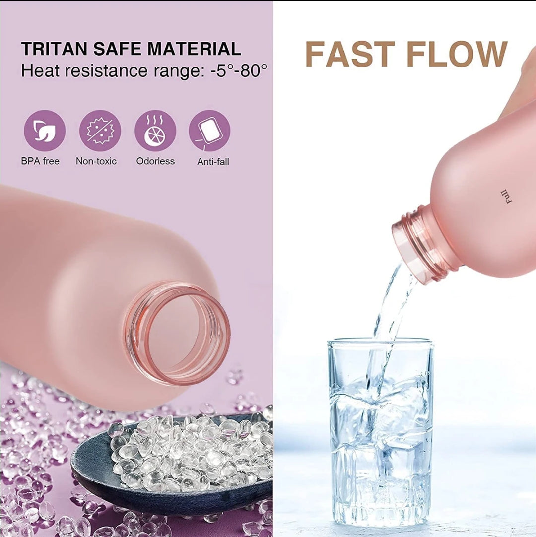 BPA Free Portable 1000ml Frosted Transparent Plastic Water Bottle with Time Scale | Large Capacity Sports & Leak Proof Rubber Outdoor Water Bottle