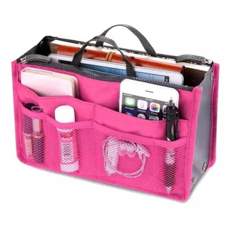 Bag Organizer Inserts with 14 Compartments and Zippers |Travel & Handbag Organizer, Multiple Colors, Size 28.5x18.5x10cm