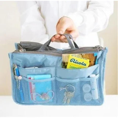 Bag Organizer Inserts with 14 Compartments and Zippers |Travel & Handbag Organizer, Multiple Colors, Size 28.5x18.5x10cm