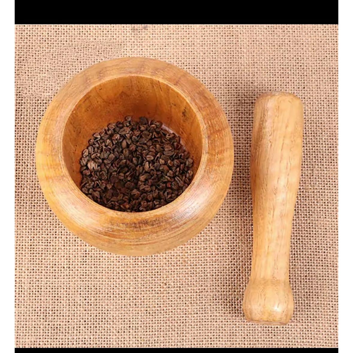 Bamboo Mortar and Pestle Set with 500ml Capacity – Natural Finish