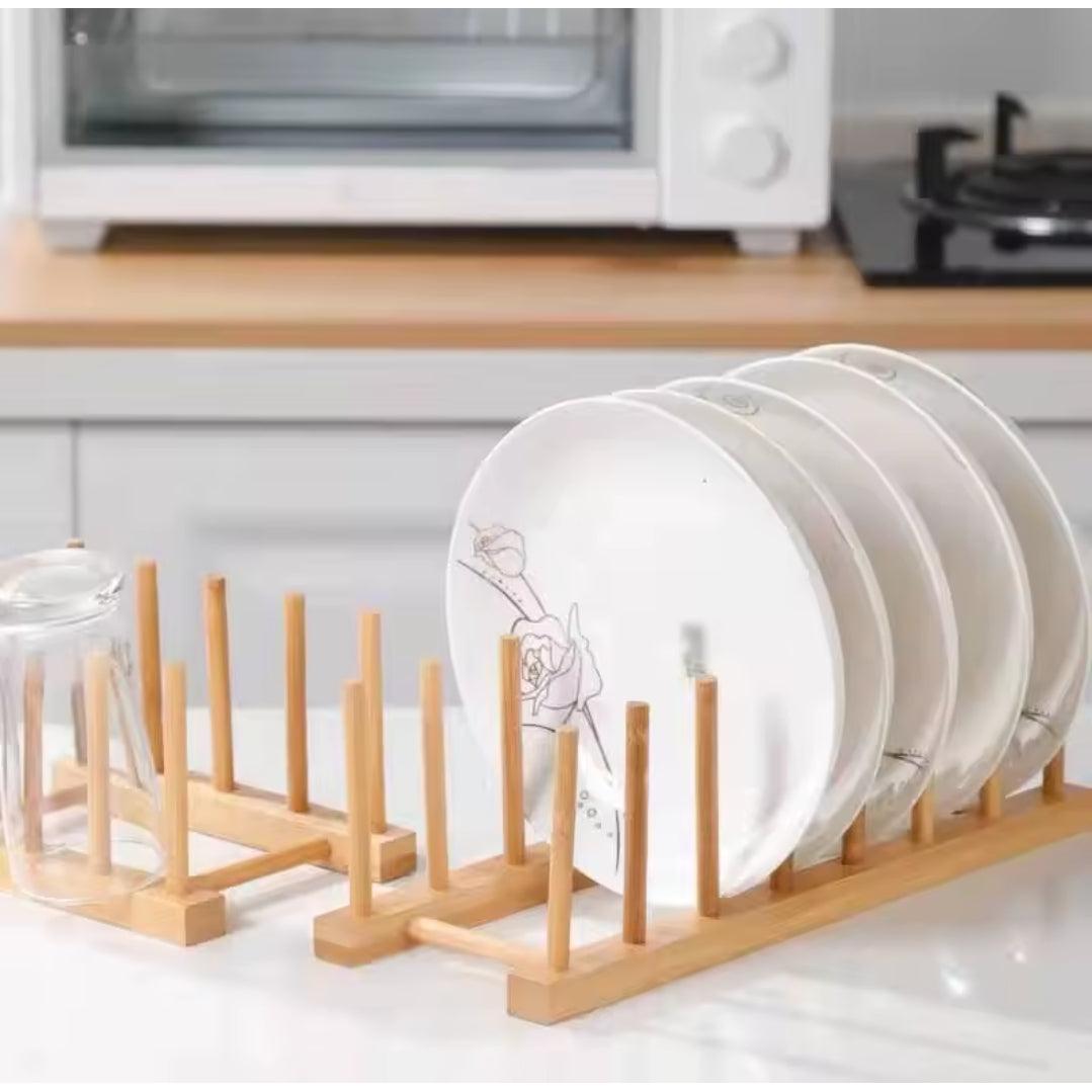 Bamboo Plate Holder Waterproof with 14 Plate Capacity