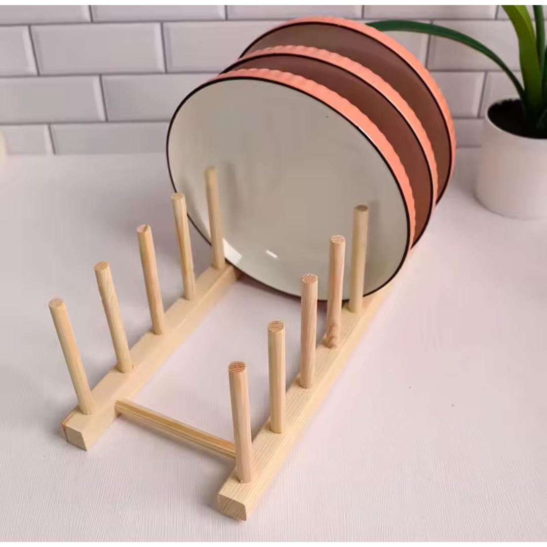 Bamboo Plate Holder Waterproof with 14 Plate Capacity
