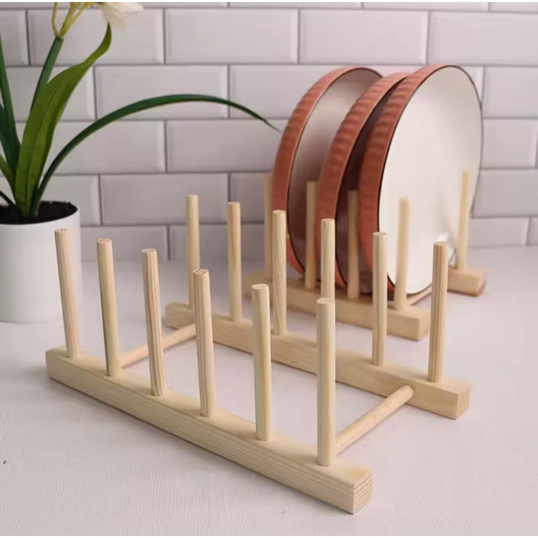 Bamboo Plate Holder Waterproof with 14 Plate Capacity