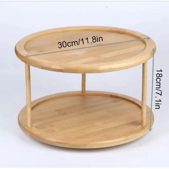Bamboo Rotating Spice Rack 360° Rotating Organizer for Kitchen Spices and Condiments