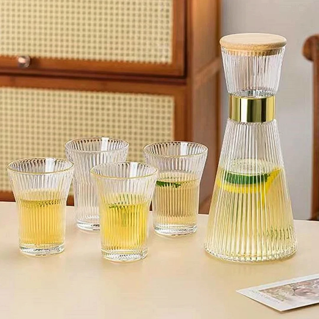 Baochum 7 Piece Clear Glass Water Set Water bottle Drinkware Sets