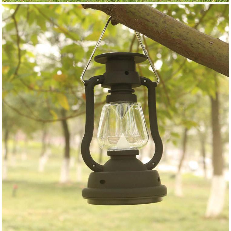 Battery Powered Rechargeable 3in1 Solar Rechargeable Manual Lantern Lamp | 1200mAh Battery, 5 Hour Working Time | Solar, USB, Hand Crank Charging | 18.4 cm x 10.8 cm | Brown (White Light) & Black (Warm Light)