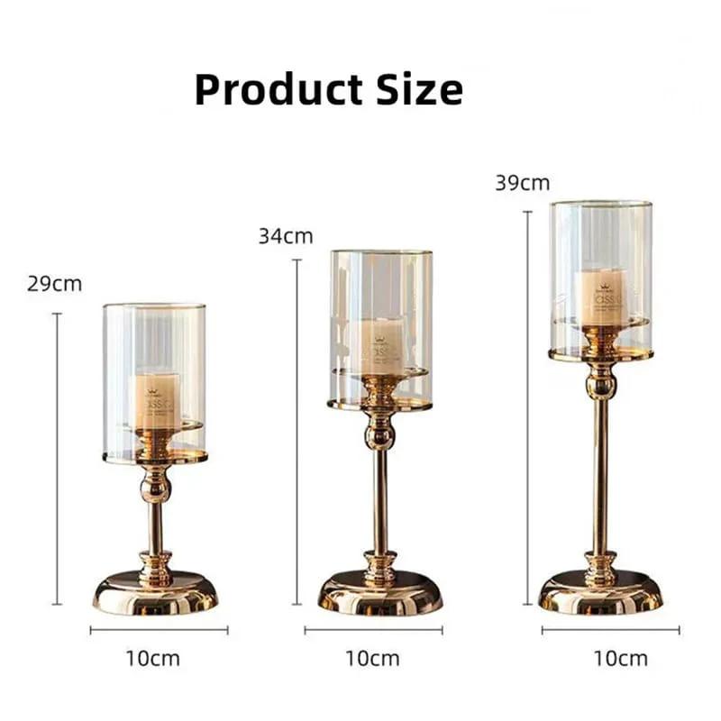 Beautiful 3 Piece Luxury Glass Candlestick Set – Elegant Ornaments for Dining Table & Romantic Candlelight Dinners Lighting Candle Holders