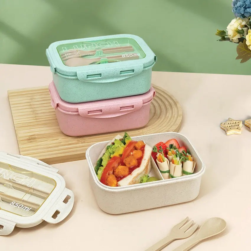 Bento Lunch Box with 2 Compartments and Spoons