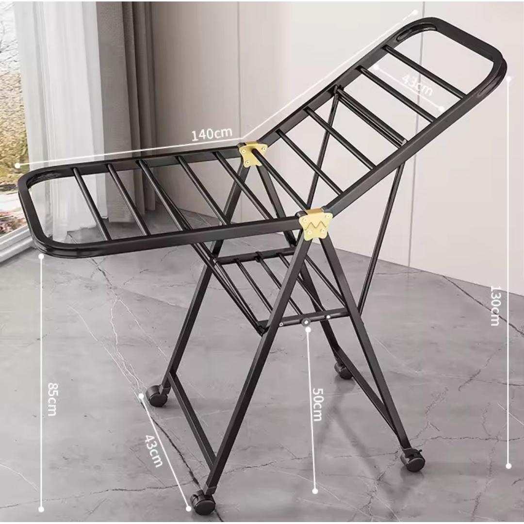 Black Movable Outdoor Drying Rack with Wheels | 1.5M