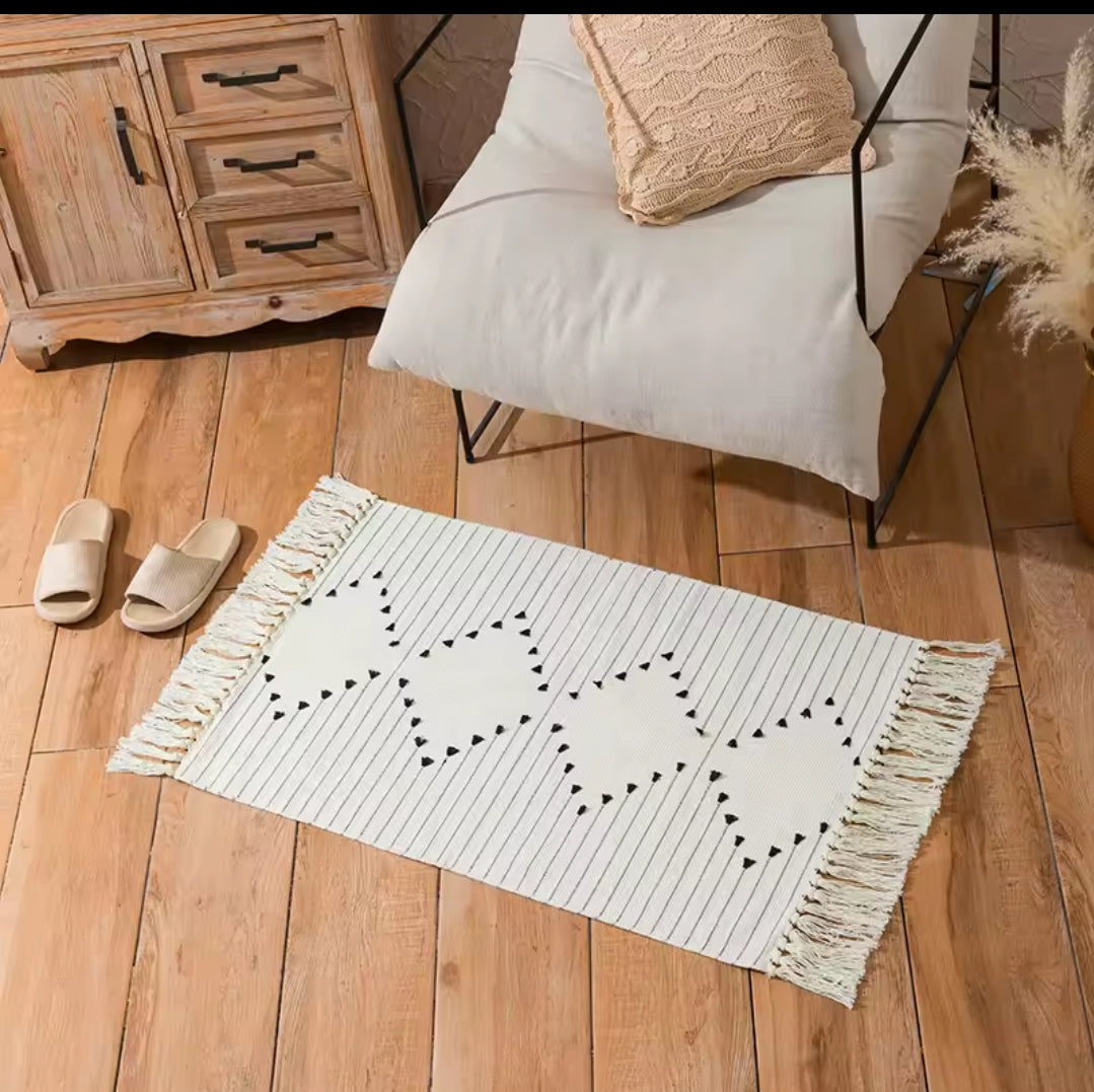 Bohemian Geometric Rugs with Tassels Stylish Indoor Area Rugs 60cm x 130cm