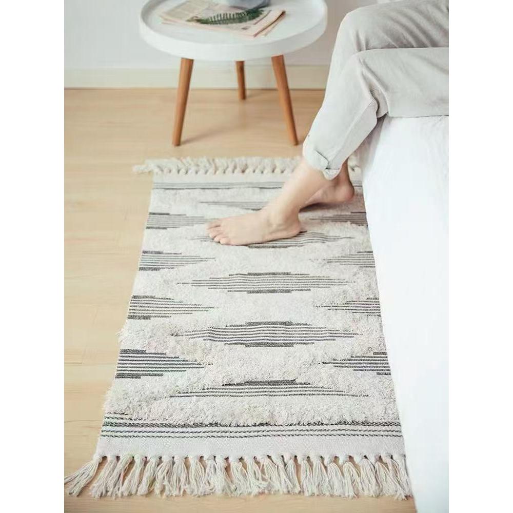Bohemian Nordic Bedroom Rug – 60x120cm Area Rug with Tassels