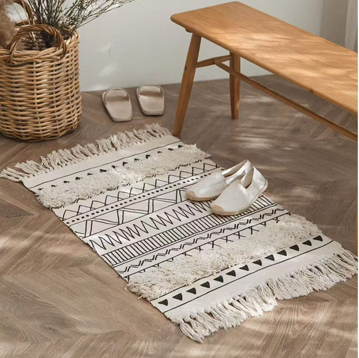 Bohemian Nordic Bedroom Rug – 60x120cm Area Rug with Tassels