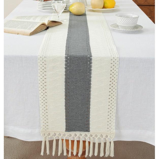 Bohemian Style Table Runner with Tassels 30×220cm