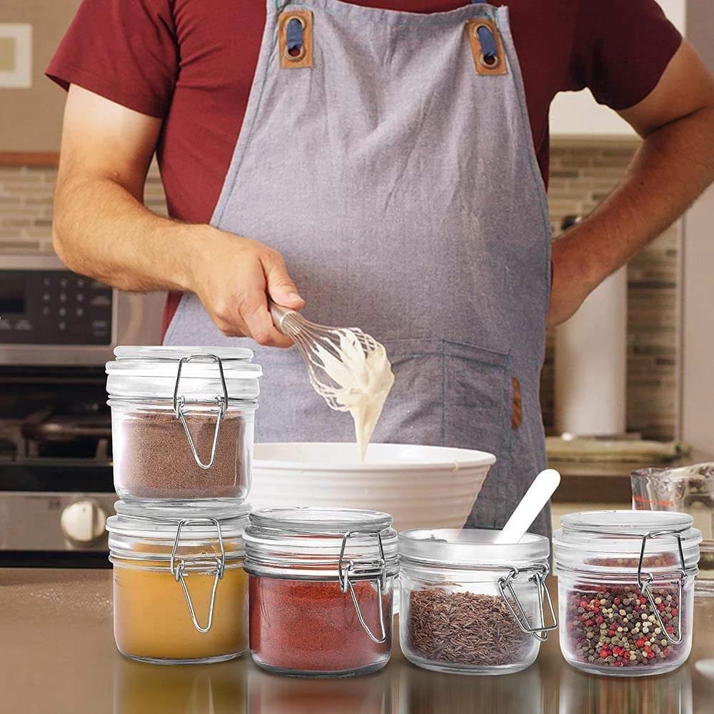 Bon Appetit Stylish Clip Style Glass Storage Jars | Leak Proof Borosilicate Glass | 0.25L to 1.5L Capacities Black November Food Storage Containers