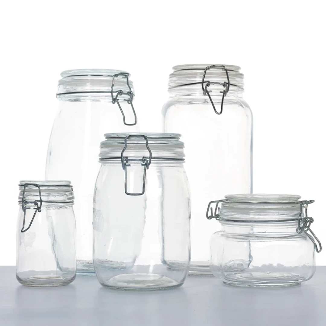 Bon Appetit Stylish Clip Style Glass Storage Jars | Leak Proof Borosilicate Glass | 0.25L to 1.5L Capacities Black November Food Storage Containers