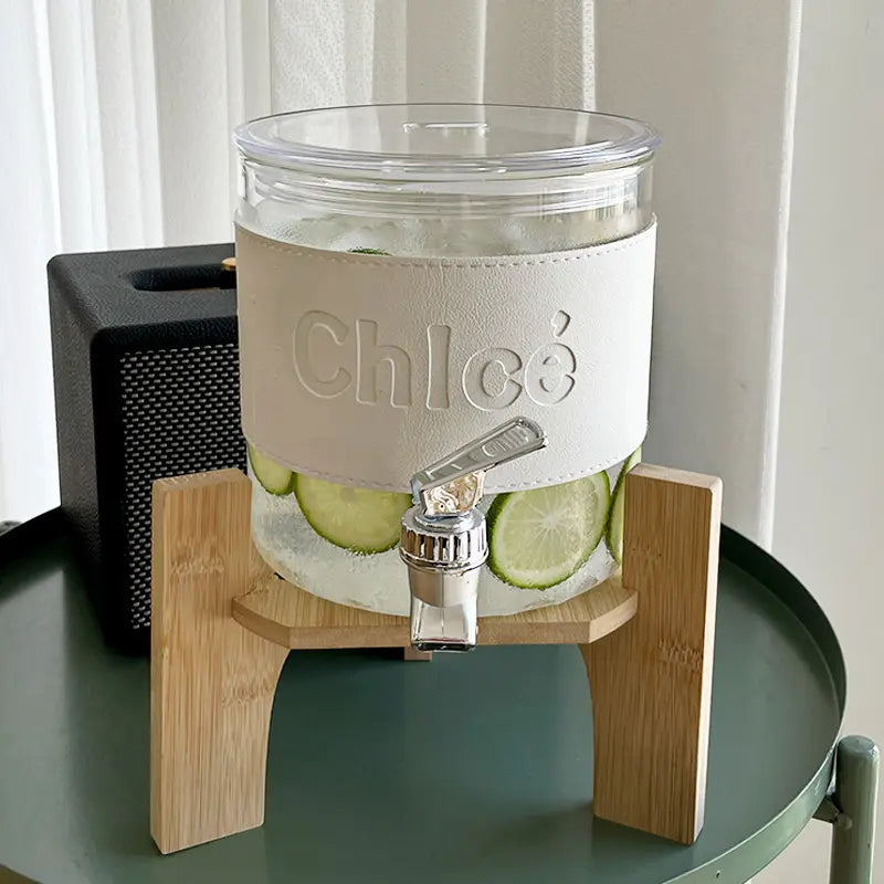 Chlce Juice Dispenser 2.3L Glass Jug with Acrylic Lid Heat Resistant & Airtight with Filter & Faucet