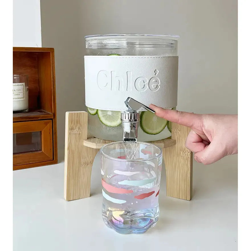 Chlce Juice Dispenser 2.3L Glass Jug with Acrylic Lid Heat Resistant & Airtight with Filter & Faucet