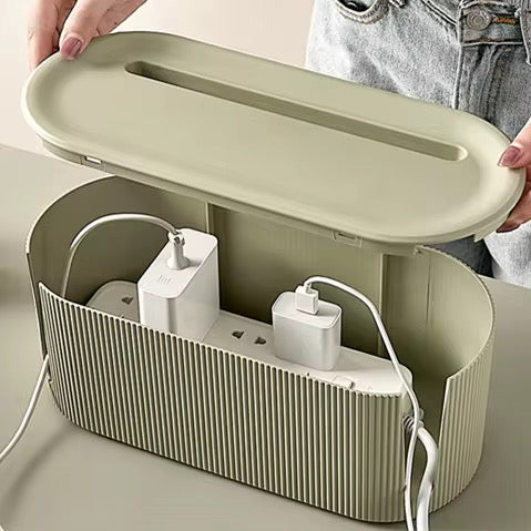 Cable Organizer Box – Green Plastic Cable Management Storage for Home & Office