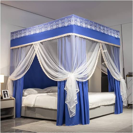Canopy 4 Stand Mosquito Net with Stainless Steel Bracket | Princess Room Decorative Bed Curtain, 6x6 Size