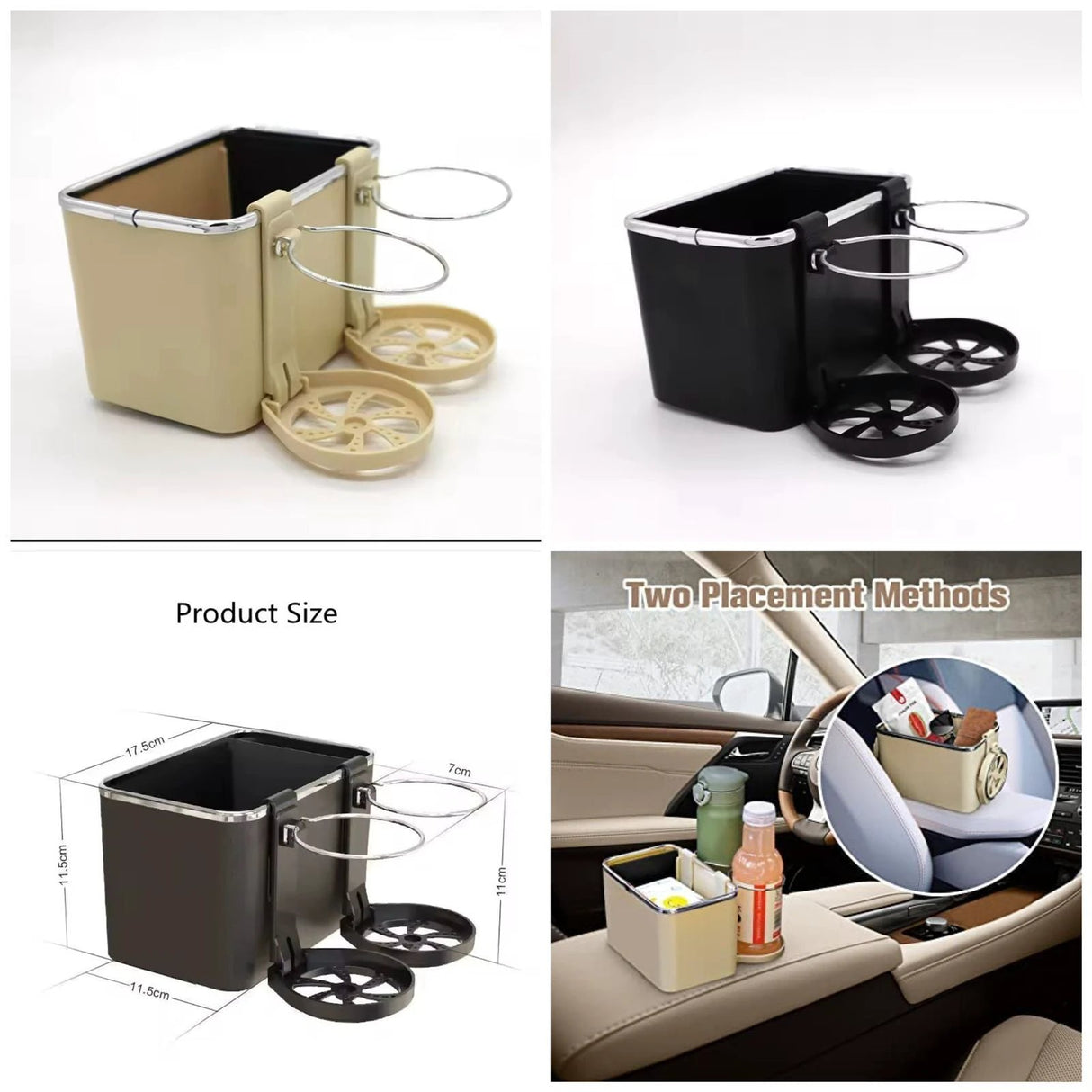 Car Armrest Organizer with Phone Slot, Bottle Holders, and Tissue Box 61cm x 41cm Car accessories Vehicle Organizers
