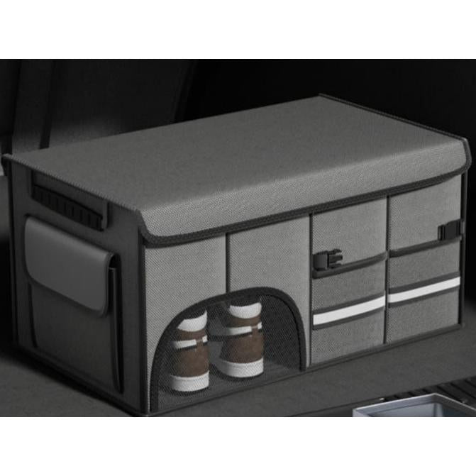 Car Trunk Foldable Storage Box Large Capacity Multi Tool & Cargo Organizer (60cm x 35cm x 30cm) Black Grey Beige