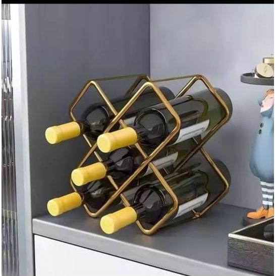 Carbon Metal 5-Slot Wine Holder in Black and Gold