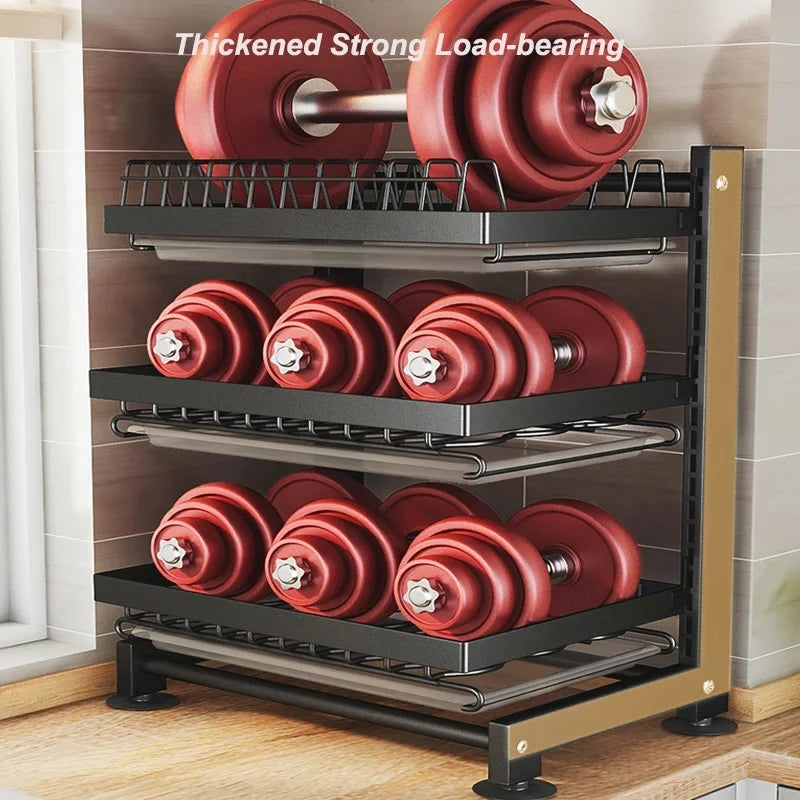 Carbon Steel 3layer Height Adjustable High Quality Dishrack with Drain Trays| Chopping Board & Cutlery, 40.2 cm x 28.2 cm x 61.2 cm Holders