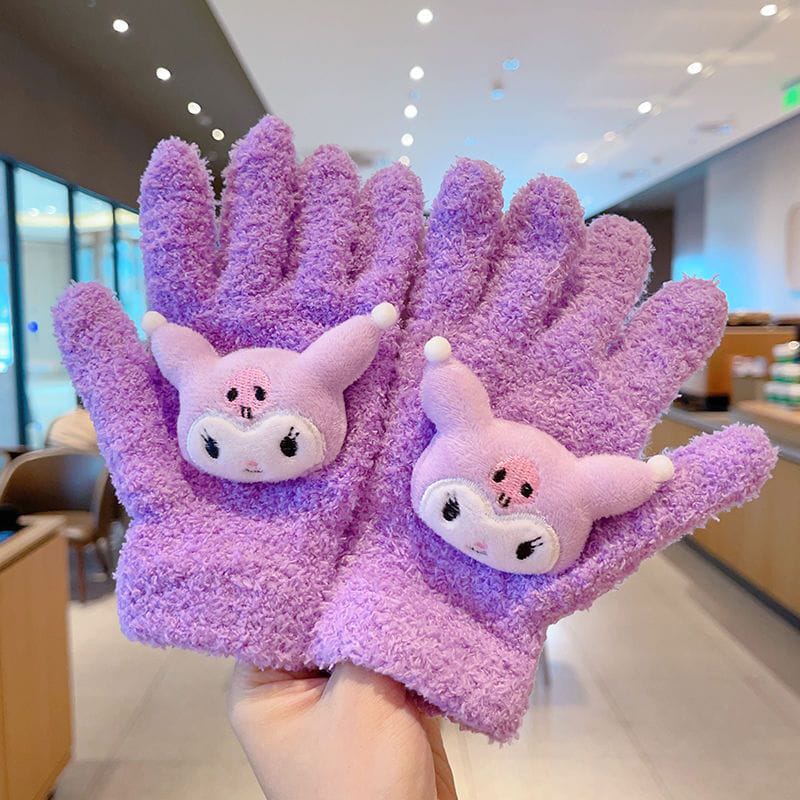 Cartoon Themed Woolen Winter Gloves for Kids and Adults Thermal Acrylic Knit