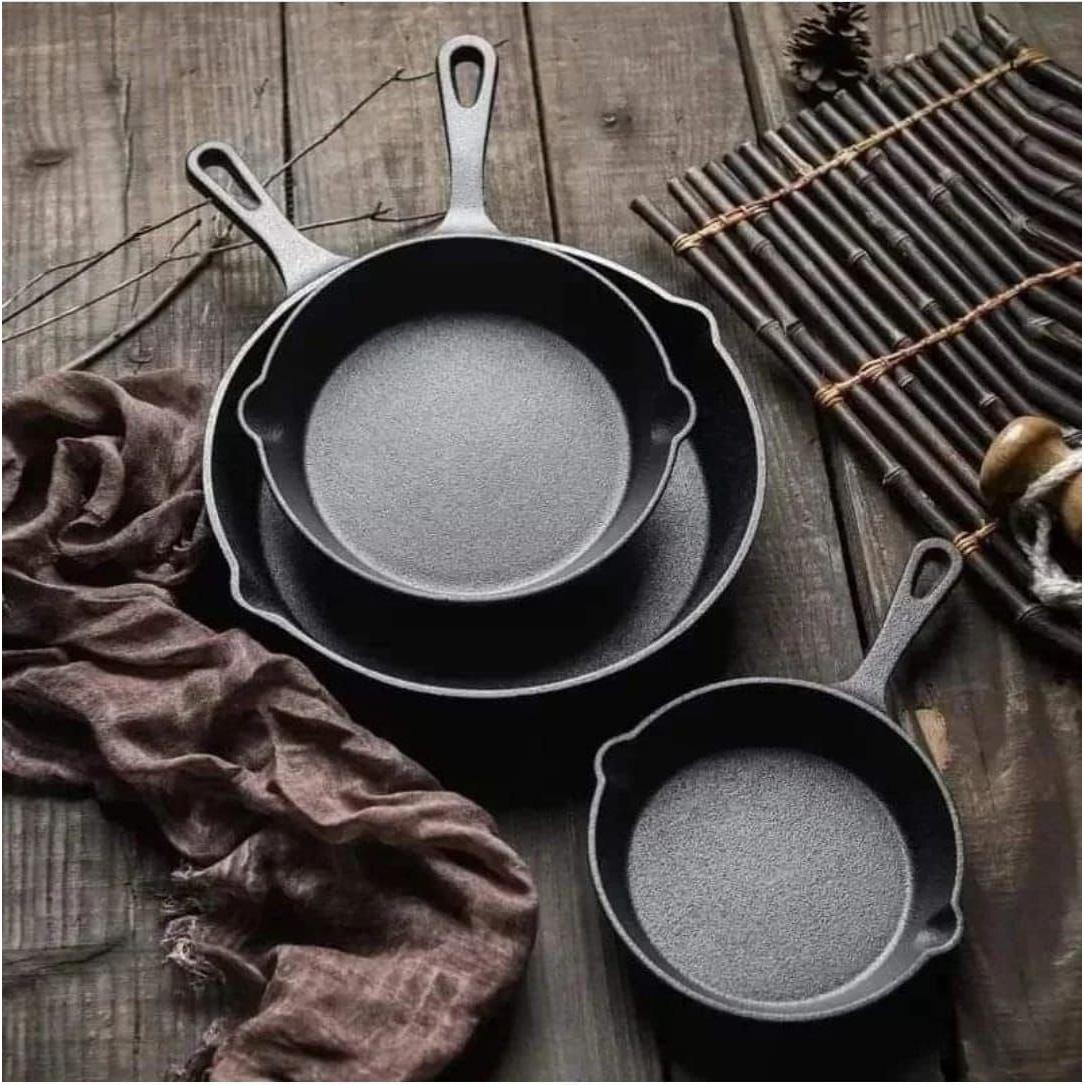 Cast Iron Frying Pan Cooking Skillet Egg and Steak Fry Pan 14cm–26cm