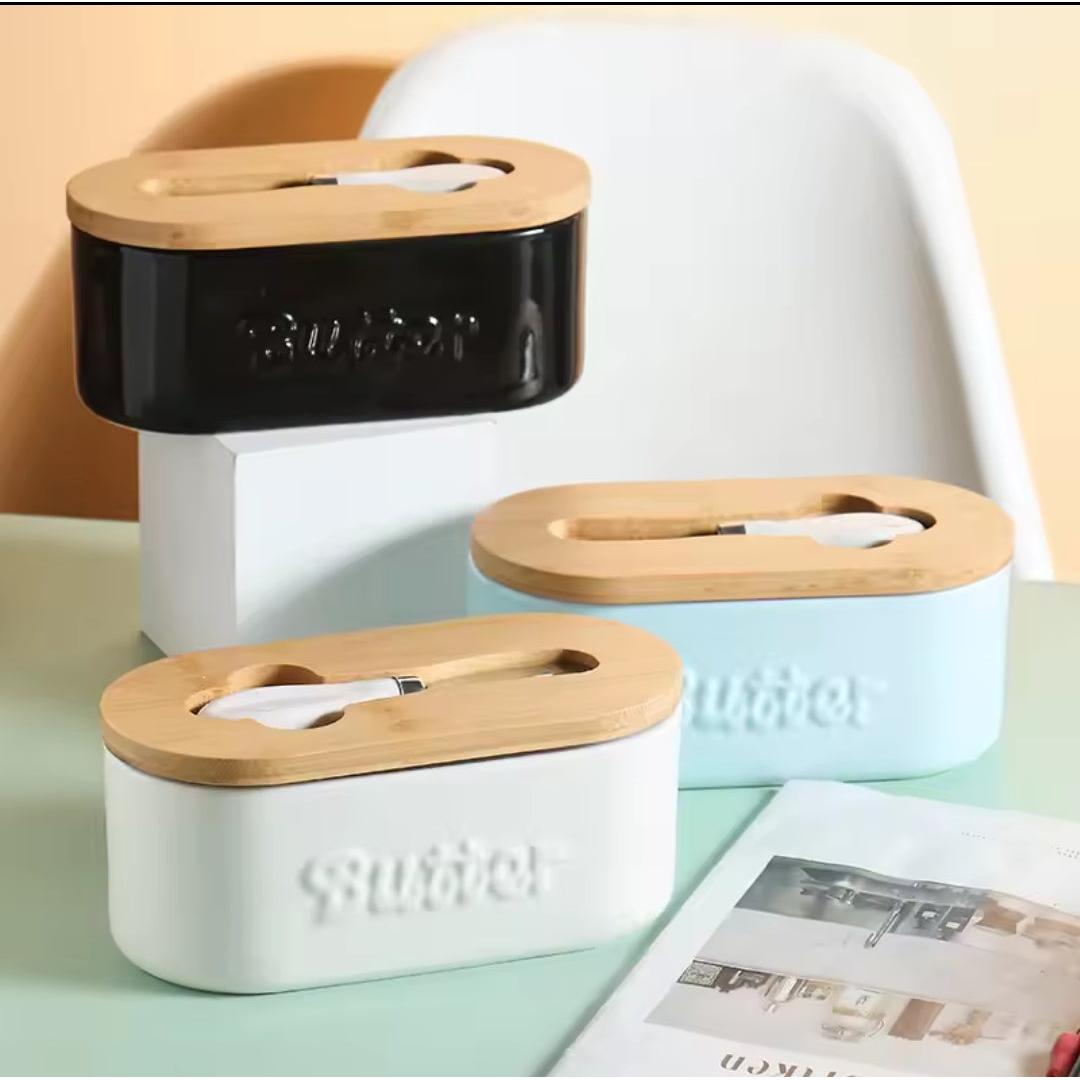 Ceramic Butter Dish 650ml in Black and White