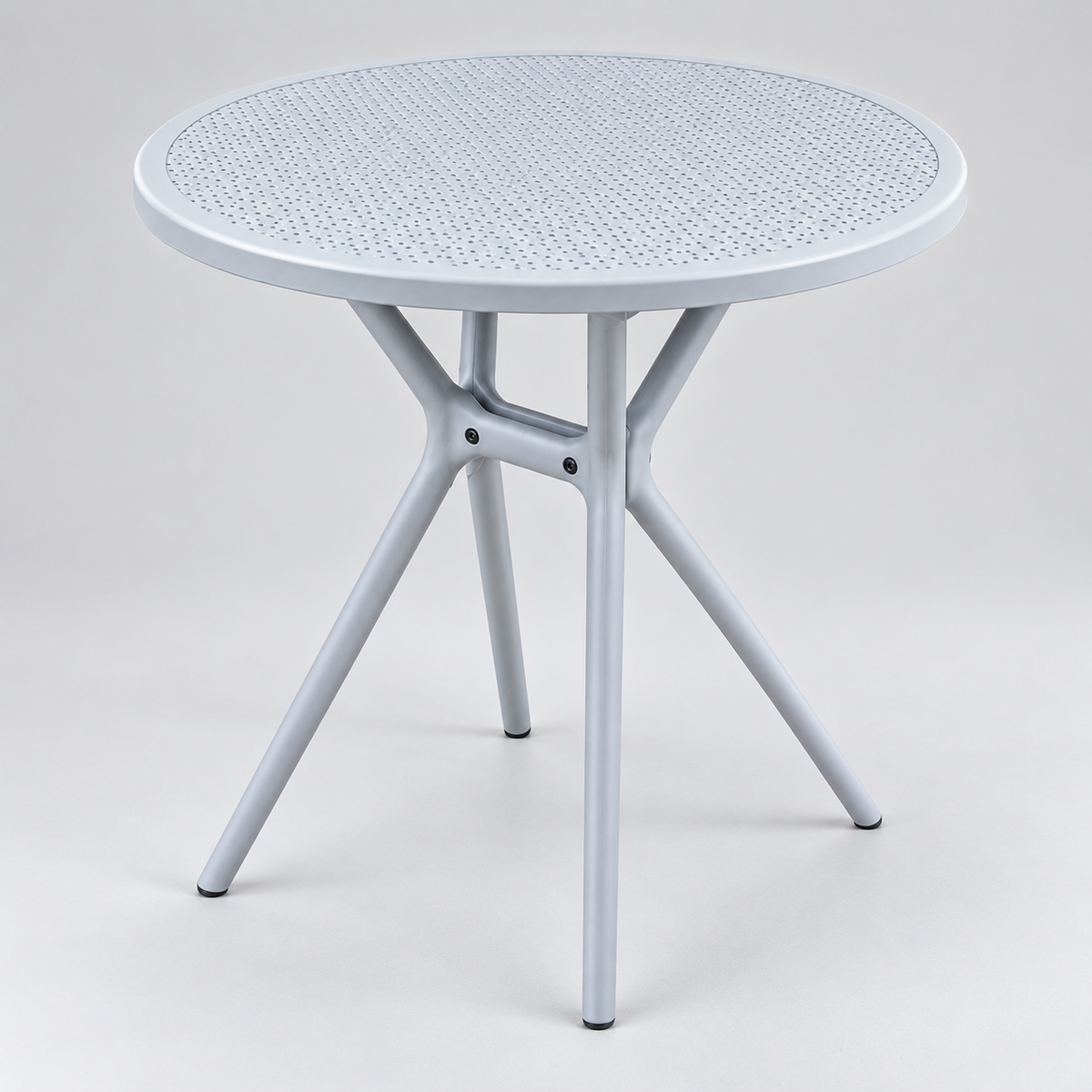 Round Grey Outdoor Bistro Table with Folding Metal Legs Outdoor Table Bistro Tables