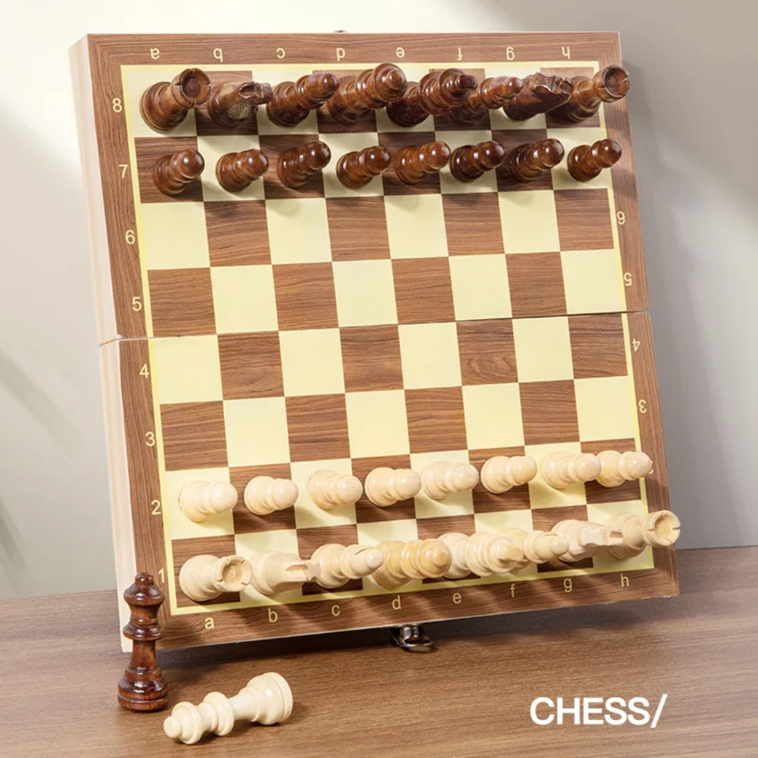 Chess & Checkers 2-in-1 Game Set for Kids and Family Mind Engagement