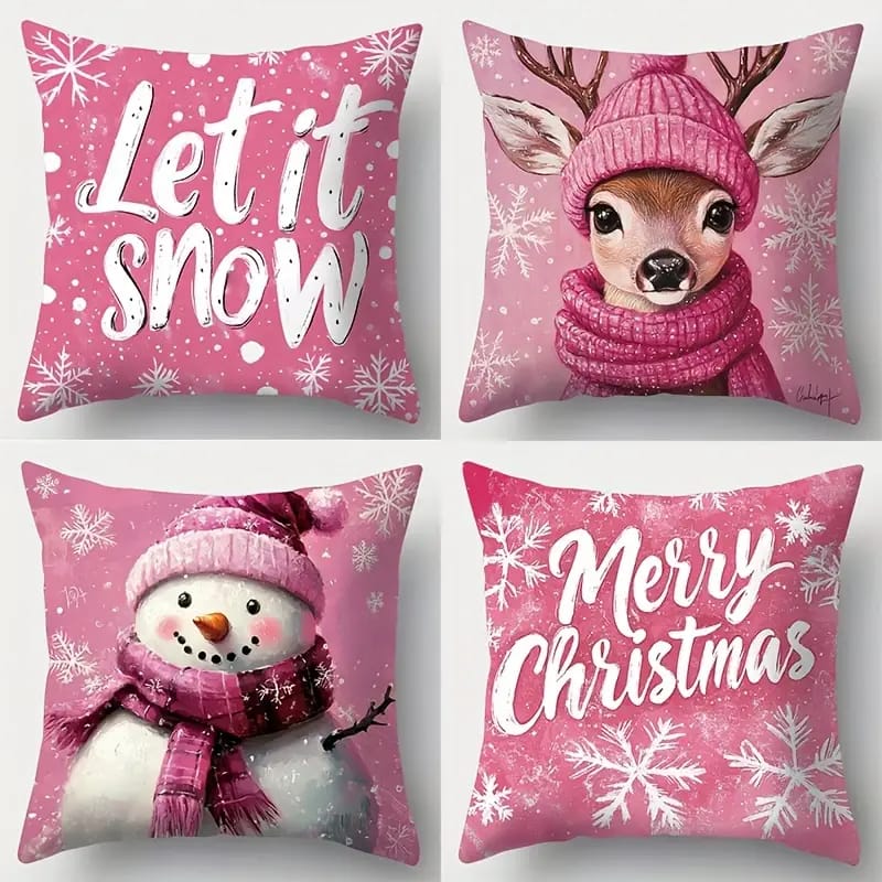 Christmas Themed Cushion Cover 45x45cm Decorative Pillow Case(A pair)