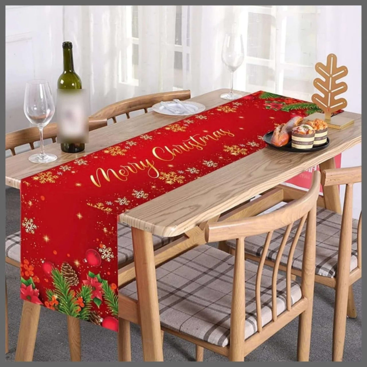 Christmas Themed Table Runner 180x35cm Stain Resistant